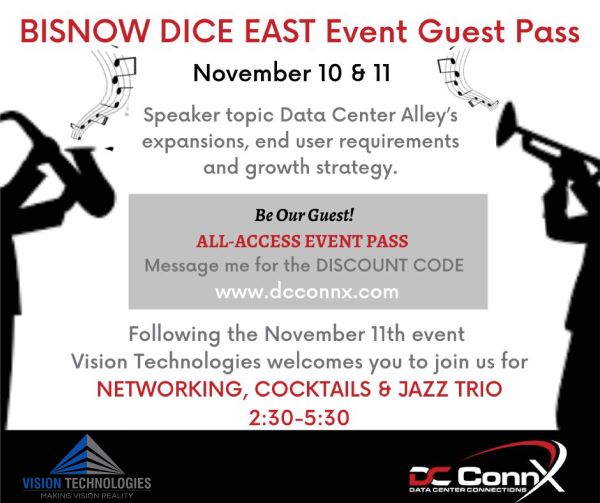 Bisnow DICE East Happy Hour Sponsor with DCConnX Vision Technologies